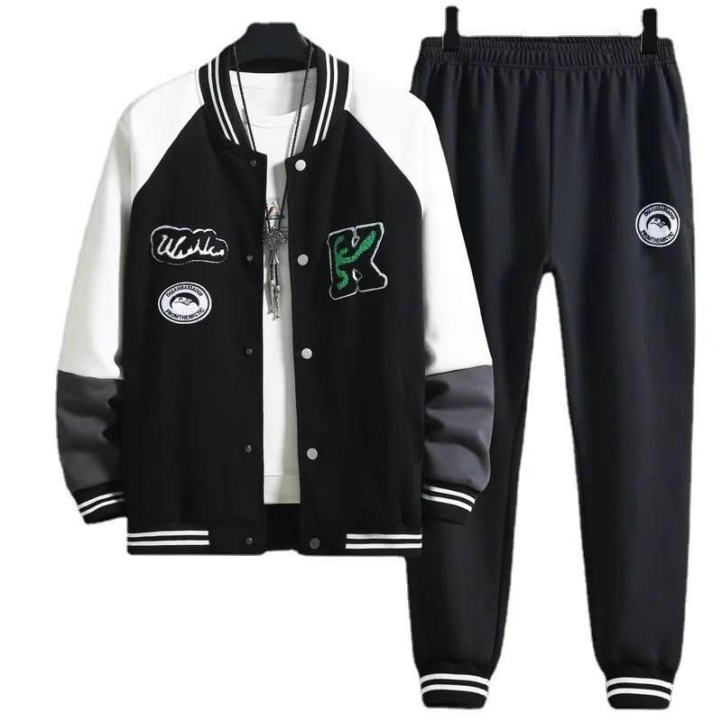 Mens Tracksuits Arrival Super Large Fashion Contrast Baseball Jacket Spring Autumn Set Sweatpants Plus Size 4XL6XL 7XL 8XL 9XL 10XL 231206