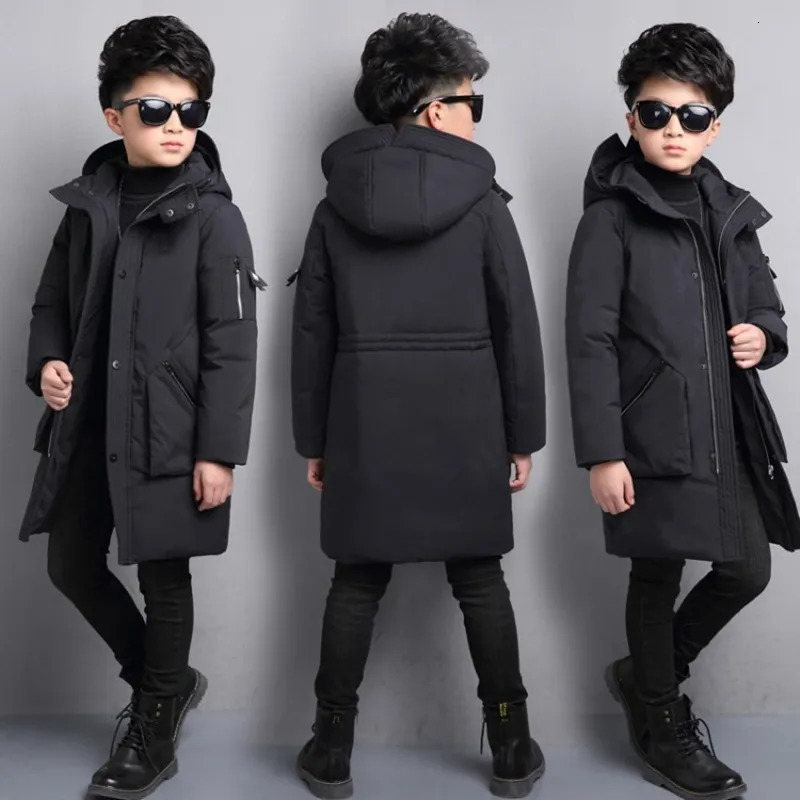 Down Coat 30 degree children clothing boy clothes warm winter down cotton jacket Hooded coat Teen thicken outerwear kids waterproof parka 231206