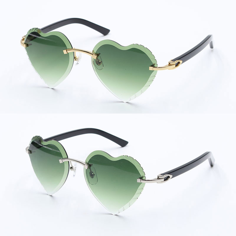 Selling diamond cut lens Rimless Sunglasses for women Adumbral 3524012 Gradient Lenses Designer Sun glasses Woman gafas de sol Marble White Plank Heart Lens