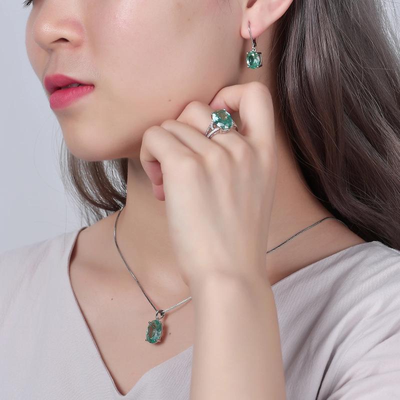 Pendants Gem's Beauty 10X14 Mm Oval Cut Lab Green Spinel Necklace Jewelry 2023 Style 925 Sterling Silver For Women Romantic Gift