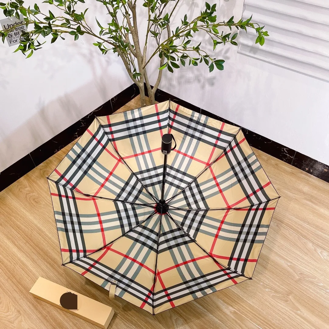 Hipster men's business Umbrellas Plaid Sun Umbrella Folding Automatic Clear Umbrella Sun protection UV protection umbrella