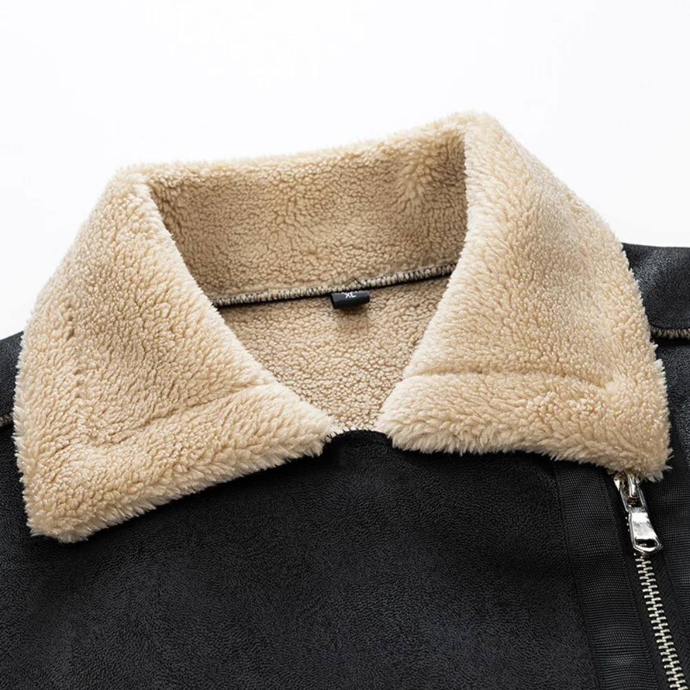 Men's Leather Faux Suede Jackets Men Winter Motorcycle Punk Style Streetwear Fur Lined Thick Warm Coats 231205