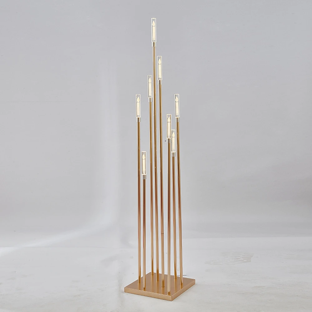 10PCS 8 Heads Metal Candelabra Candle Holders Acrylic Wedding Table Centerpiece Flower Road Lead Candelabrum For Home Decor XJ260305