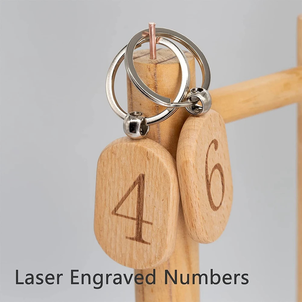 Keychains Lanyards 20 Pcs Blank Wooden Tag Key Diy Wood Keychains Key Wood Engraving Blanks 231205
