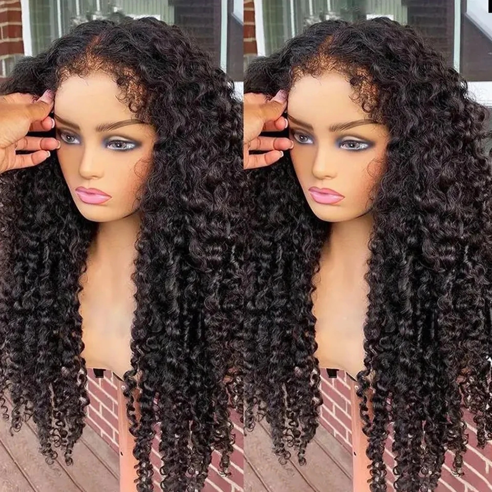 Kinky Curly Lace Front Wig Human Hair With 4C Edges Baby Hair Lace Wigs Realistic Natural Curly Hairline Lace Wig 250% Density