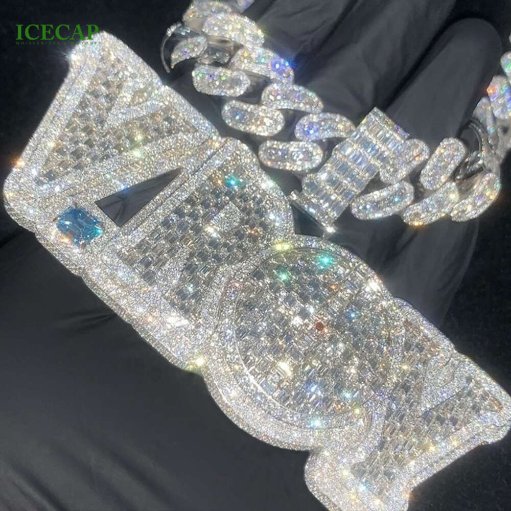 Iced Out Jewelry Moissanite Letters Diamonds Pendant Custom Necklace Pendant Hip Hop 925 Silver Custom Pendant