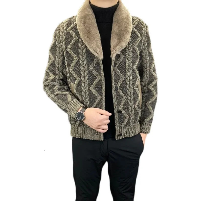 Men's Fur Faux Autumn Winter Oversized Cool Thick Warm Reversible Fluffy Jacket Long Sleeve Coat Men Runway European Fashion V108 231205