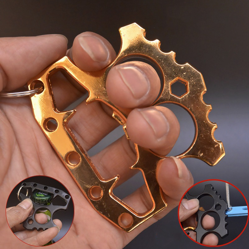 Outdoor Multifunctional Knuckle Duster Self Defense Skeleton Finger Tiger Bottle Opener Window Breaker Finger Ring Key Ring