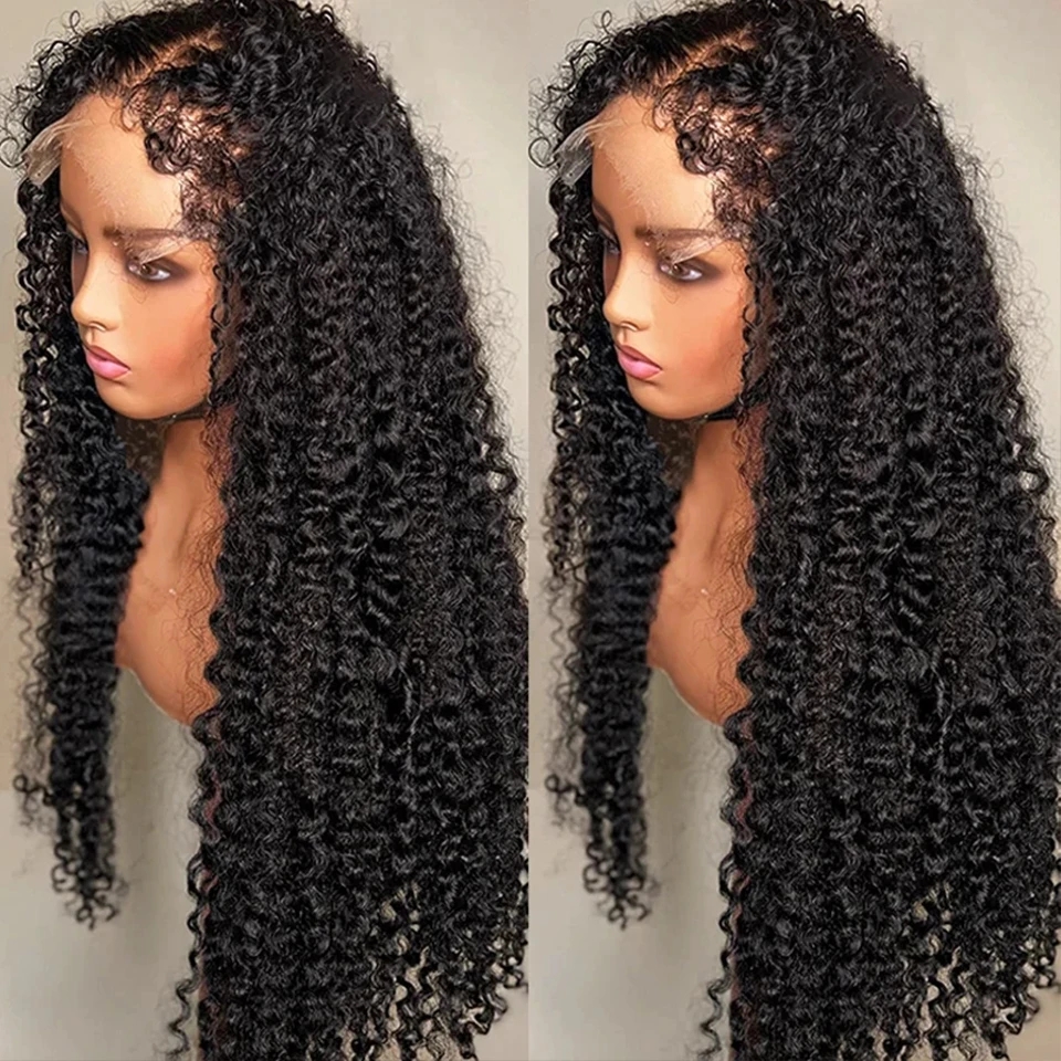 Kinky Curly Lace Front Wig Human Hair With 4C Edges Baby Hair Lace Wigs Realistic Natural Curly Hairline Lace Wig 250% Density