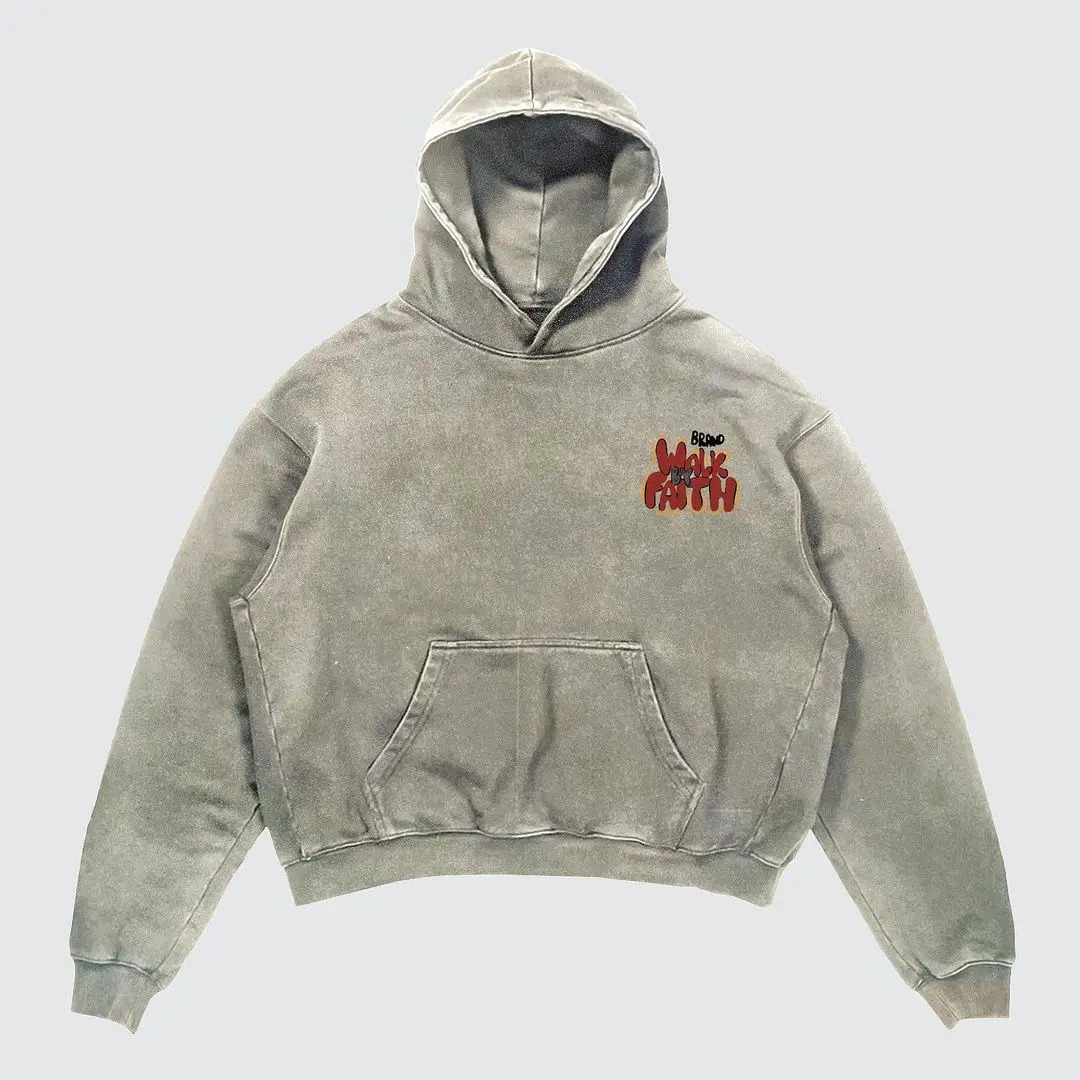 Mens Hoodies Sweatshirts Y2K Retro Hooded Sweatshirt Harajuku Pattern Printed Long sleeved Pullover Street Hip Hop Couple Loose Hoodeds Tops 231206
