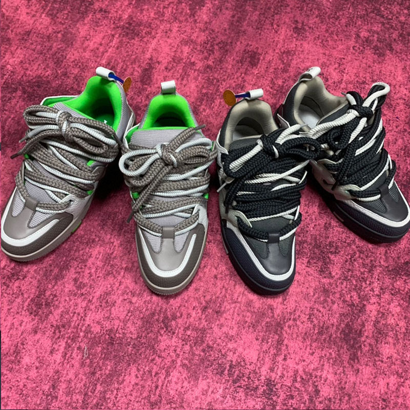 23SS New Season Womens Skate Sneakers Men Designer Brand Shoes fashion bread shoes side interlaced Letter bicolor laces With original box