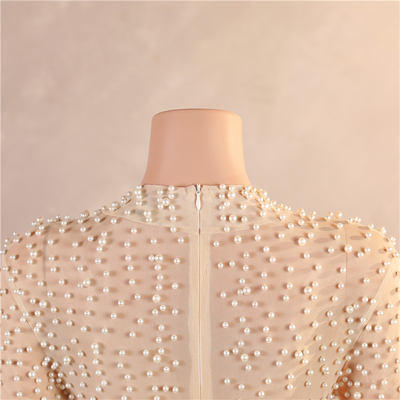 White Pearls Ivory Tea Length Dresses Formal Ocn Wears Sheath Jewel Neck Cap Sleeve Women Evening Party Gowns Mother Of Bride Greeom Wedding Dress BM
