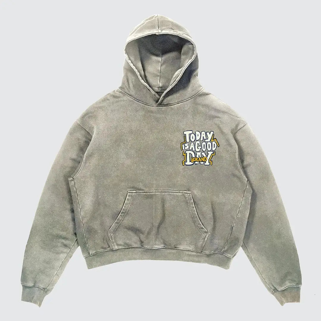 Mens Hoodies Sweatshirts Y2K Retro Hooded Sweatshirt Harajuku Pattern Printed Long sleeved Pullover Street Hip Hop Couple Loose Hoodeds Tops 231206