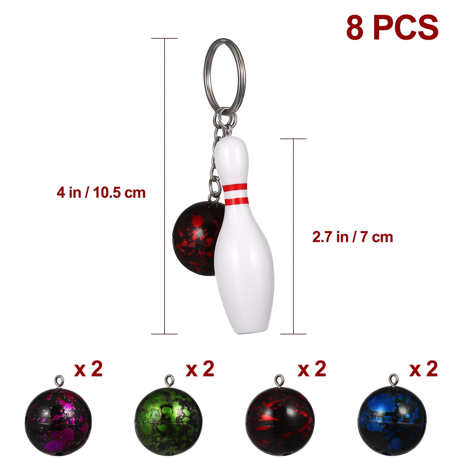 Keychains Lanyards 8 Pcs Keychain Men Bowling Accessories Men Key Rings Keychains Key Holder Bowling Pendant Keychain Creative Key Ring 231205