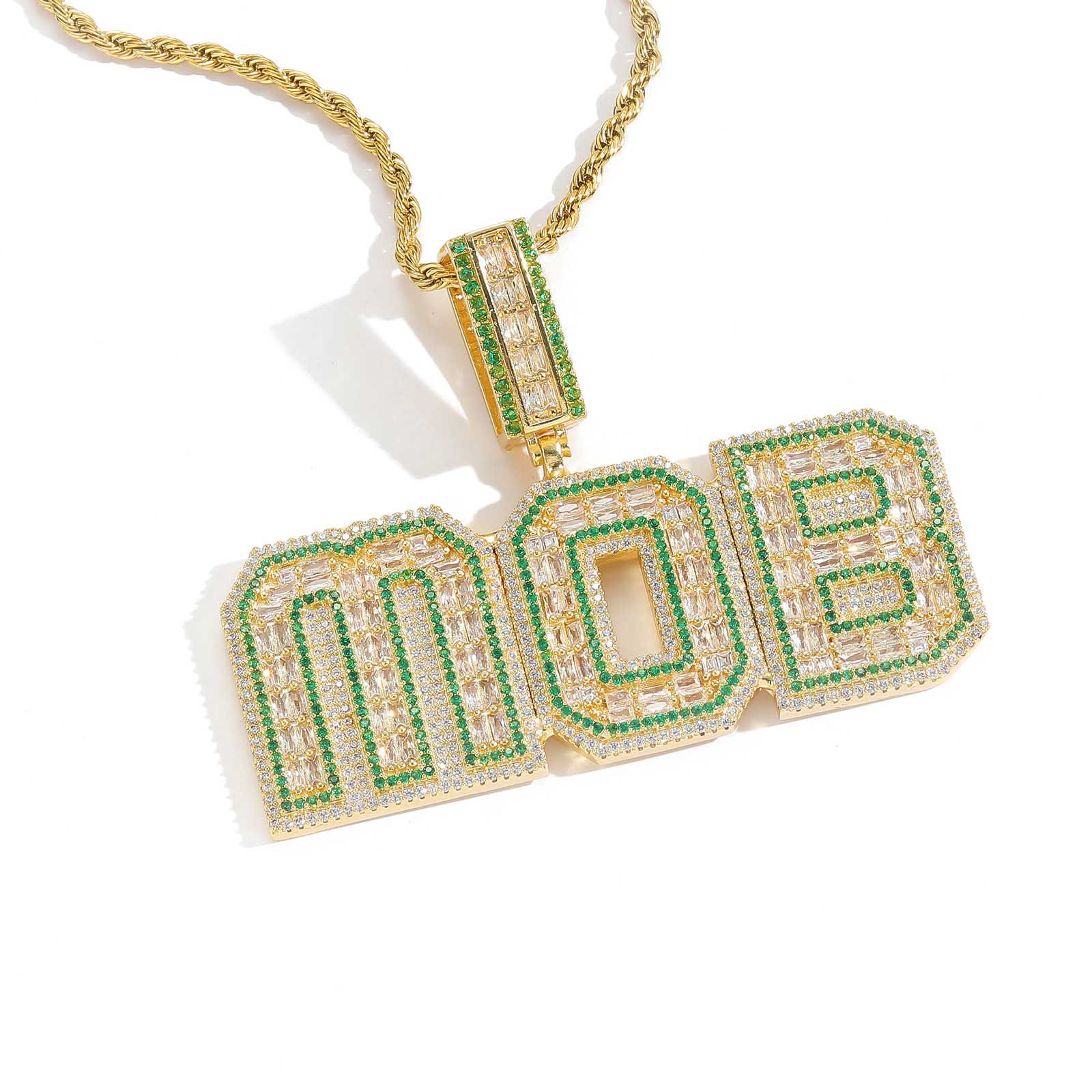 Hip Hop DIY Custom A-Z Letters Pendant Necklace Colorful T Zircon 18k Real Gold Plated Men Jewelrys