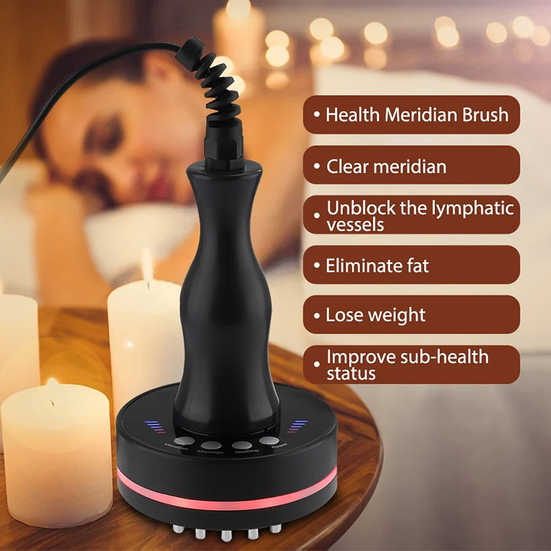 Electric Body Gua Sha Massager Fat Burning Scraping Slim EMS Meridian Brush Guasha Tool Vibration Infrared Heat Anti Cellulite Microcurrent Lymphatic 