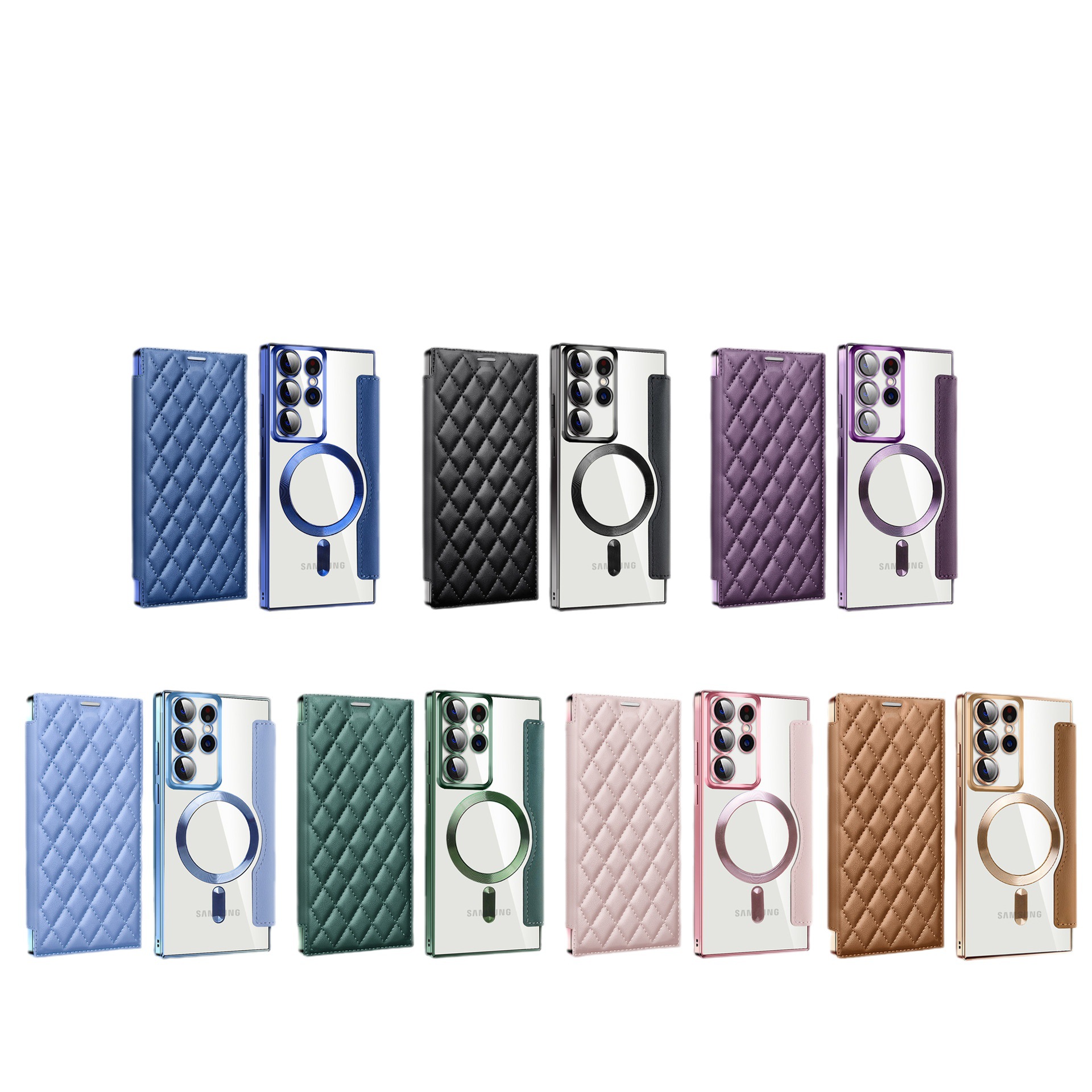 For Samsung S25 S24 Ultra Wallet Phone Case Magnetic Magsafe Wireless Charging Cover For Galaxy S23 S22 ultra Plus A55 Folio Flip PU Leather Kickstand