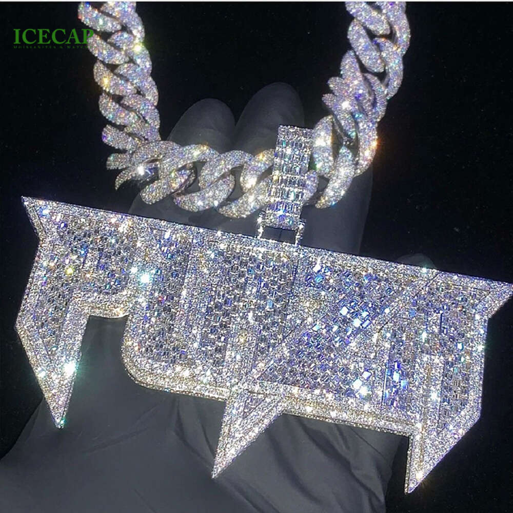 Iced Out Jewelry Moissanite Letters Diamonds Pendant Custom Necklace Pendant Hip Hop 925 Silver Custom Pendant