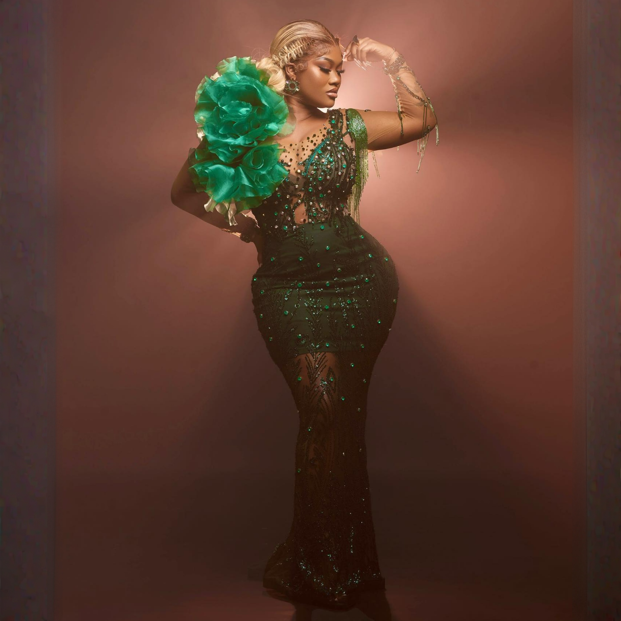 Emerald Green Aso Ebi Evening Dresses Illusion Mermaid Lace Beading Rehie Birthday Party Prom Dress for Black Girls Second Reception Gala Pageant Gown