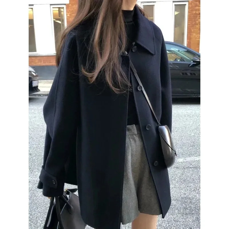 Women's Jackets Deeptown Winter Vintage Wool Coat Women Autumn Korean Fashion Oversize Jacket Old Money Style Streetwear Tweed Outwear 231205