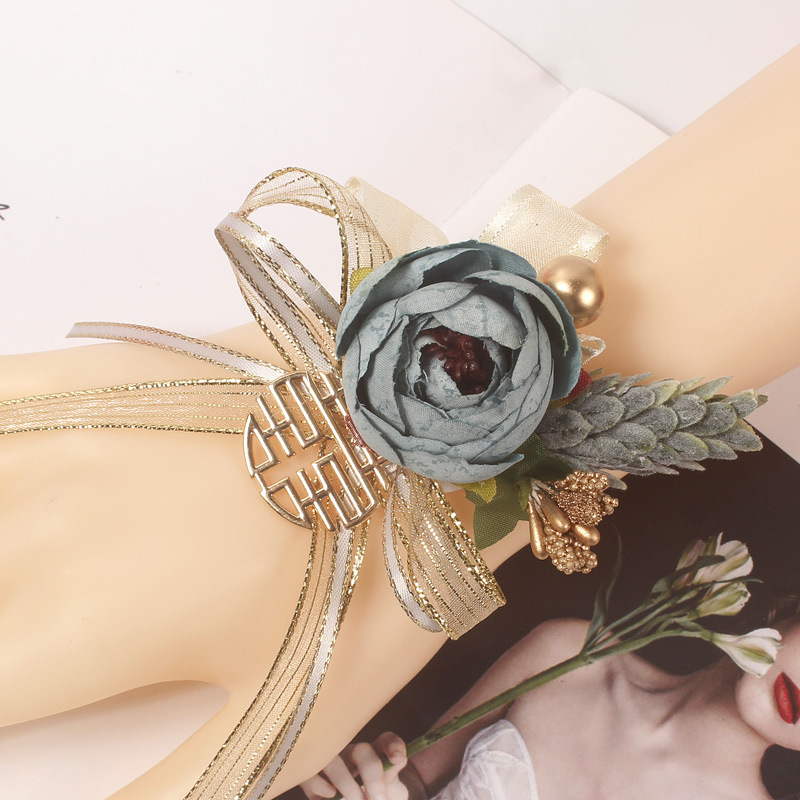 Charm Wrist Flower Wedding Bridesmaid Hand Rose Artificial Flowers Ribbon Party Prom Supply Accessories