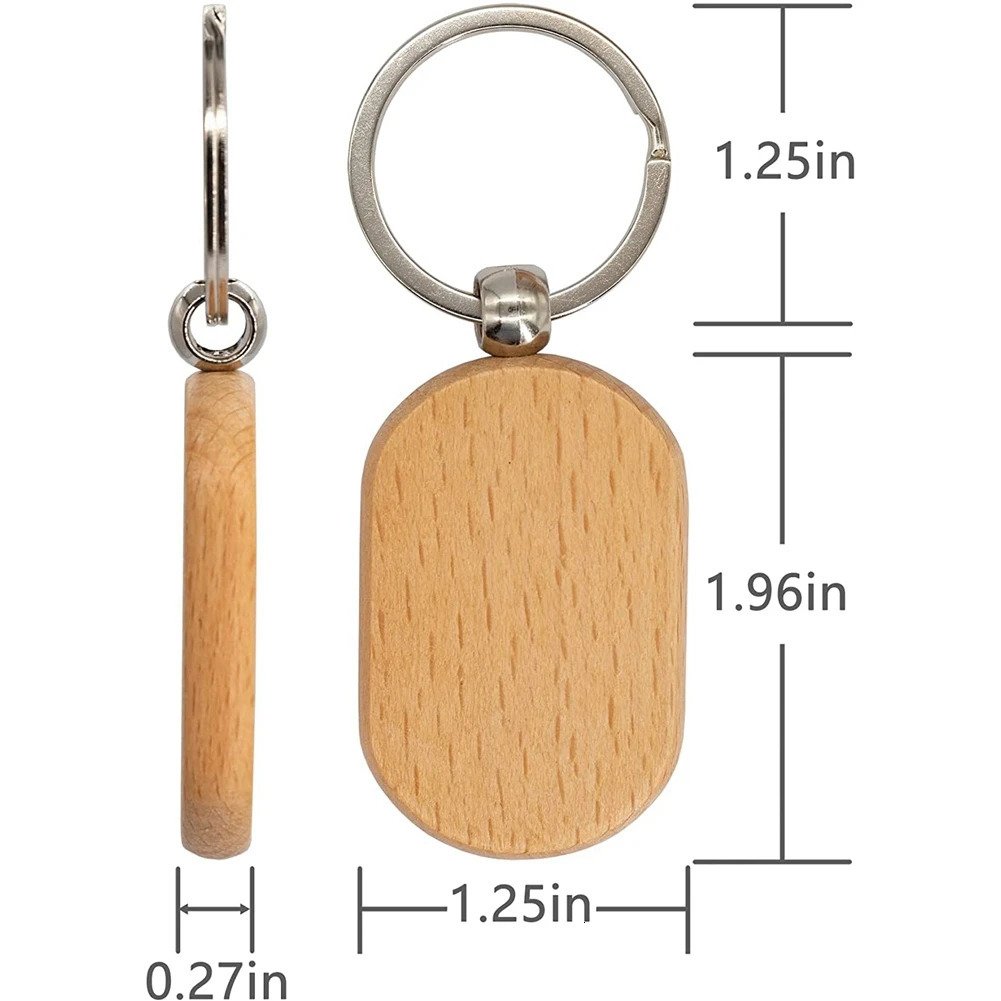 Keychains Lanyards 20 Pcs Blank Wooden Tag Key Diy Wood Keychains Key Wood Engraving Blanks 231205