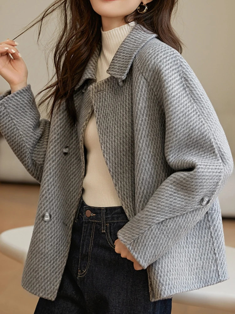 Women's Jackets for Women 2023 Autumn Winter Solid Wool Blends Coats Street Fashion Tweed Jacket Temperament ElegantFemale Clothing 231205