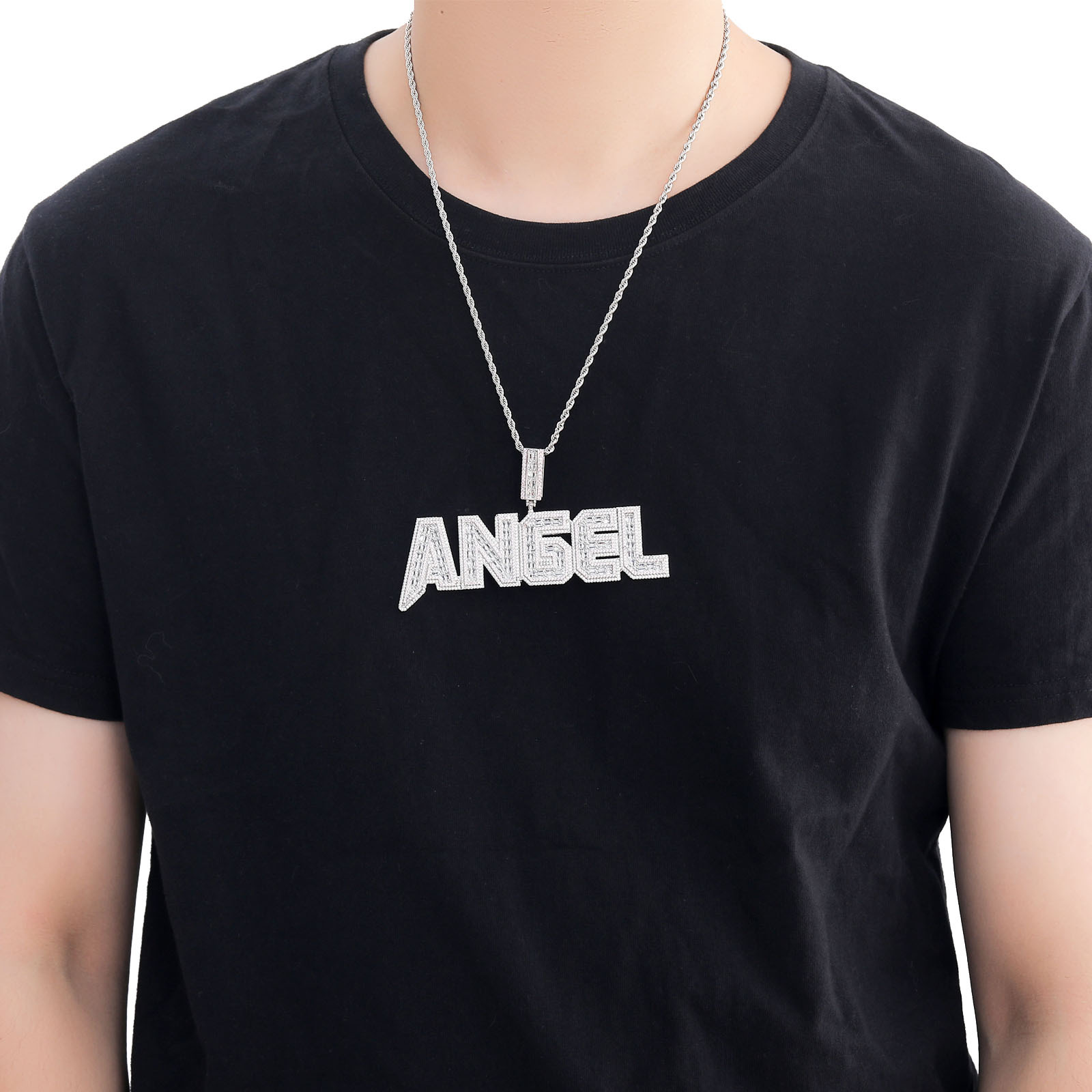 Hip Hop DIY Custom A-Z Letters Pendant Necklace Colorful T Zircon 18k Real Gold Plated Men Jewelrys