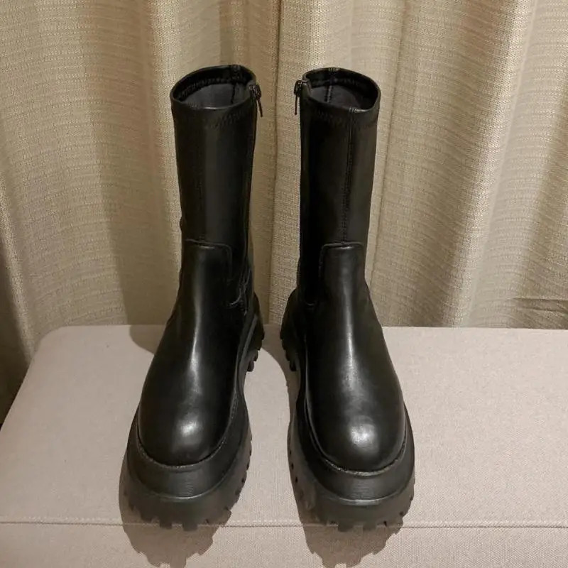 Boots Fashion Platform Women Combat Winter Heels Quality Long Thigh High Botas Zipper Knee High Boots for Girls Mujer 40 231205