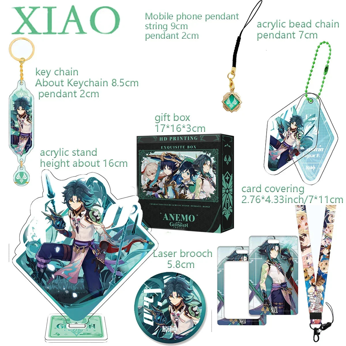 Keychains Lanyards Game Wanderer Xiao Furina Neuvillette Wriothesley Navia Chevreuse Lyney Decoration Pendant Gift Box Gift Keychain 231205