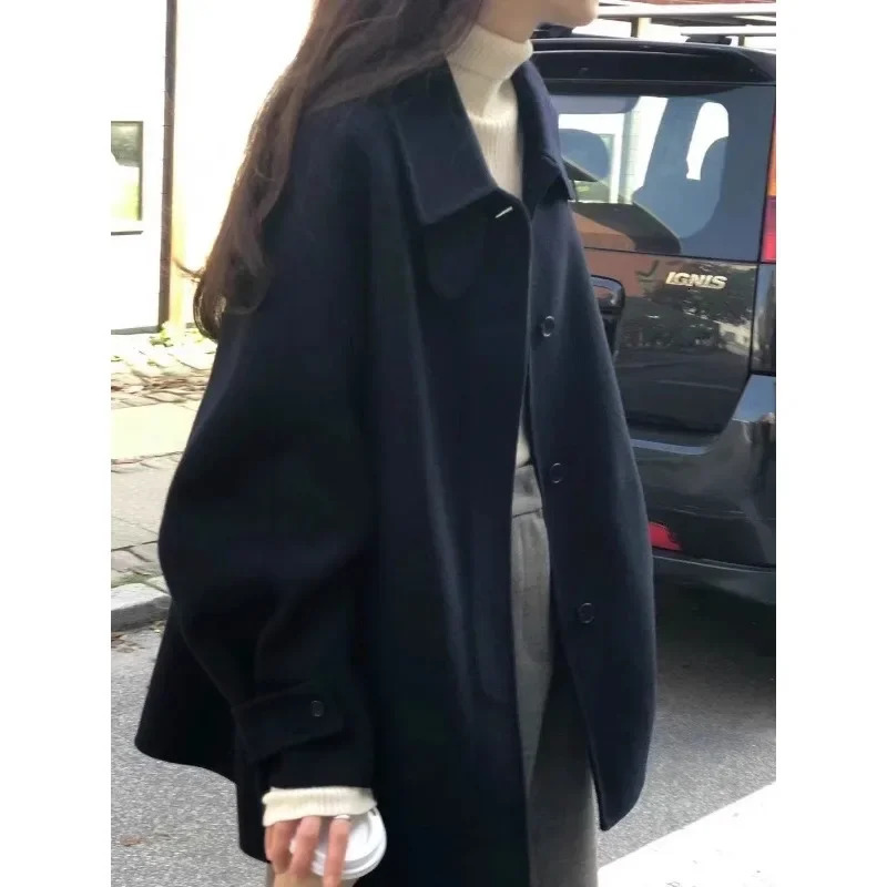 Women's Jackets Deeptown Winter Vintage Wool Coat Women Autumn Korean Fashion Oversize Jacket Old Money Style Streetwear Tweed Outwear 231205