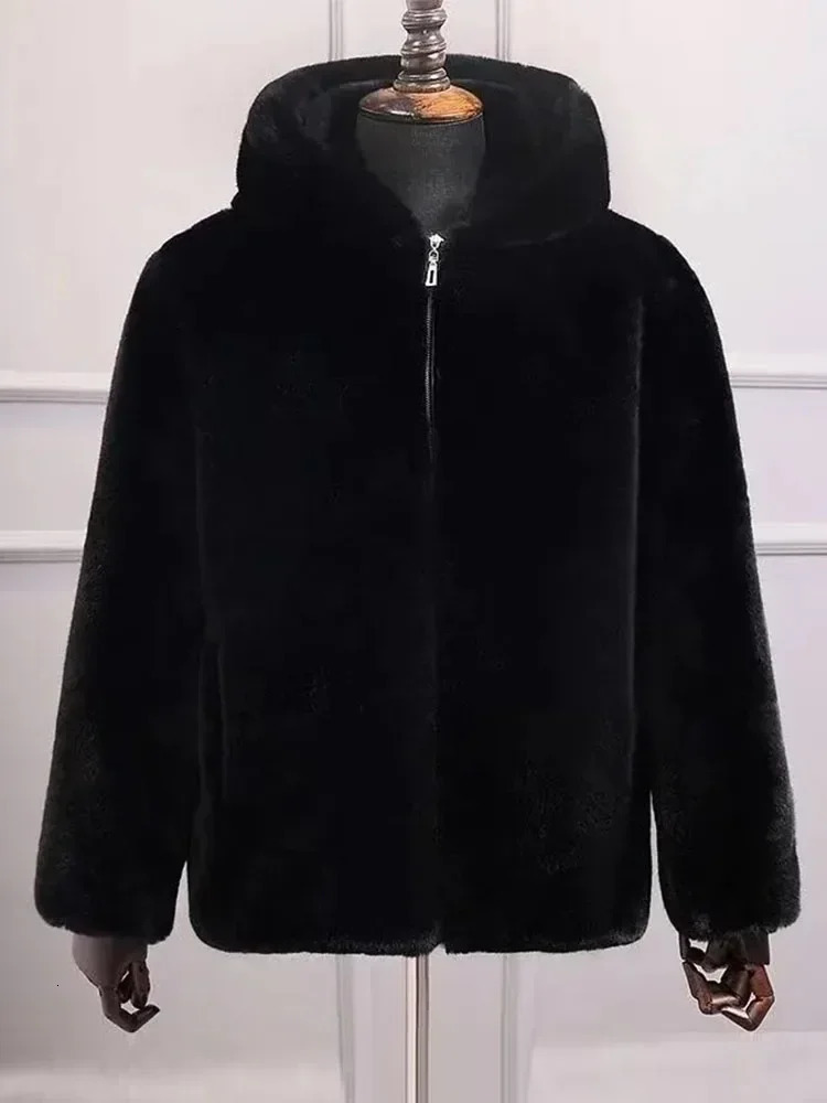 Women's Fur Faux Stylishe Oversized Coat Women Black Zipper Soft Fluffy Lady Short Winter Coats Vintage Elegant Female Jackets Outwear 231205