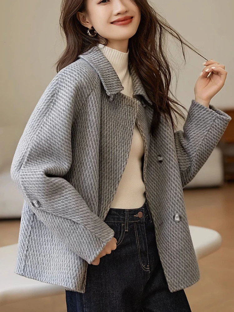 Women's Jackets for Women 2023 Autumn Winter Solid Wool Blends Coats Street Fashion Tweed Jacket Temperament ElegantFemale Clothing 231205