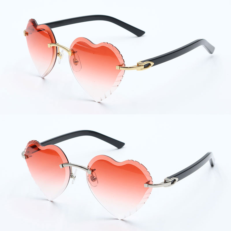 Selg dia cut lens Rimless Sunglasses for women Adumbral 3524012 Gradient Lenses Designer Sun glasses Woman gafas de sol Marble White Plank Heart Lens