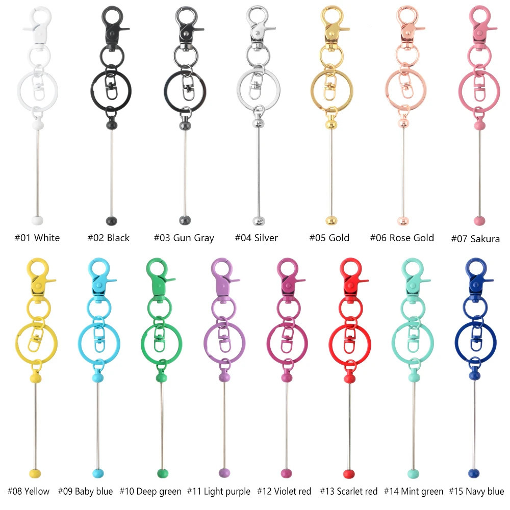 Keychains Lanyards 10~100Pcs Wholesale Metal Keyring Bead Lobster Claw Clasp KeyChain DIY Bead For Jewelry Making Car Keychain Bag Decoration 231205