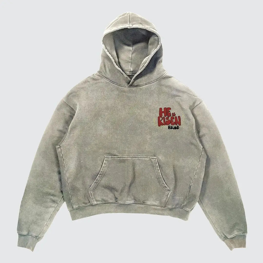 Mens Hoodies Sweatshirts Y2K Retro Hooded Sweatshirt Harajuku Pattern Printed Long sleeved Pullover Street Hip Hop Couple Loose Hoodeds Tops 231206
