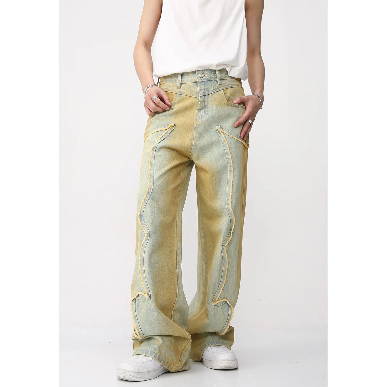 Men's Jeans Vintage Fashion Skateboard Mens Wide Leg Loose Hip Hop Embroidery Male Denim Jean Pants Baggy Trousers Ropa Homme 231206