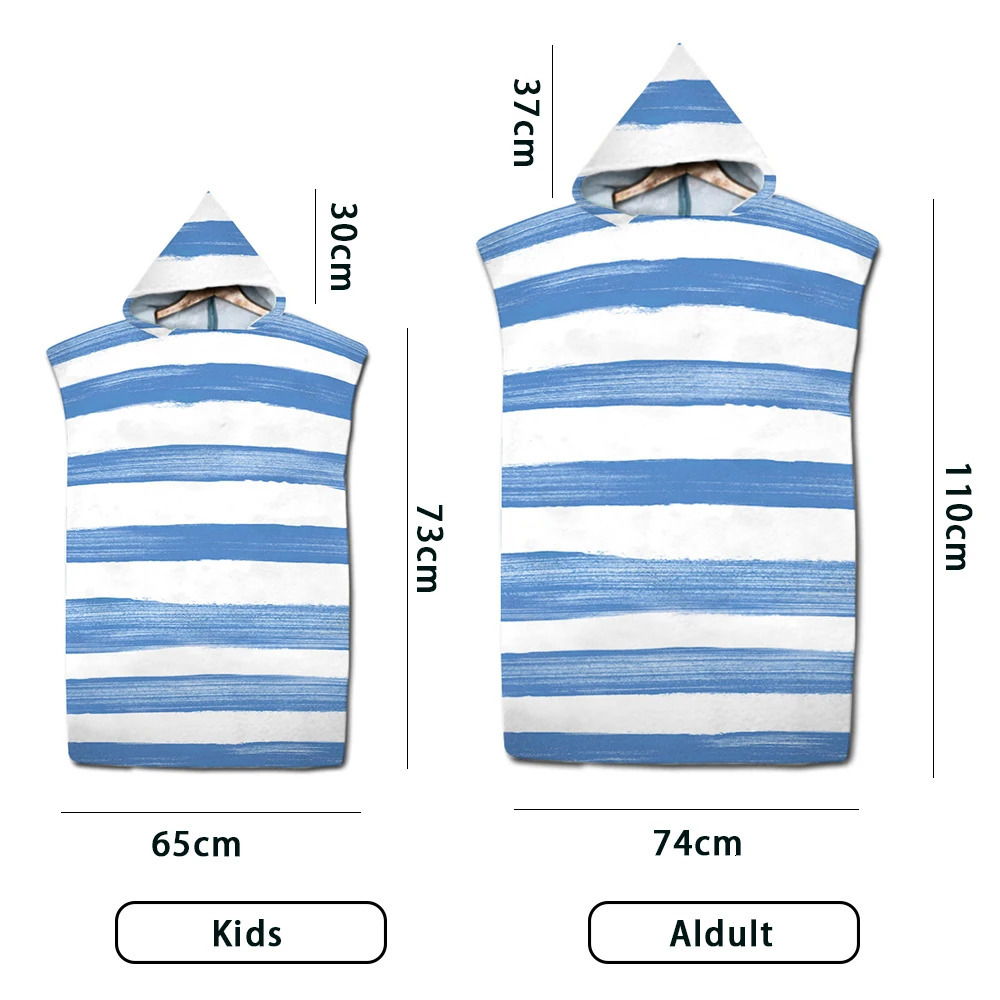 Towels Robes Microfiber Stripe Kids Bath Towel with Cloak Adult Beach Changing Robe Poncho Surf Quick Dry Hooded Bathrobe Swimming Pool Parts 231204