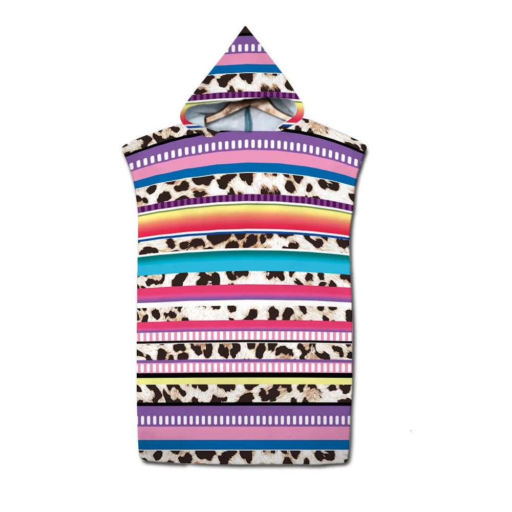 Towels Robes Microfiber Stripe Kids Bath Towel with Cloak Adult Beach Changing Robe Poncho Surf Quick Dry Hooded Bathrobe Swimming Pool Parts 231204
