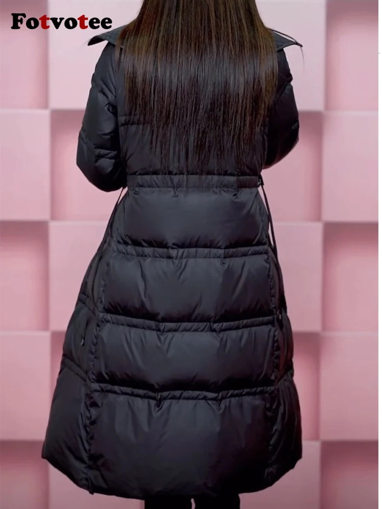 Women's Jackets Fotvotee Winter Jacket Women Spliced Stand Collar Puffer Vintage Streetwear Thicken Warm Parkas Coat Casual Outerwear 231205