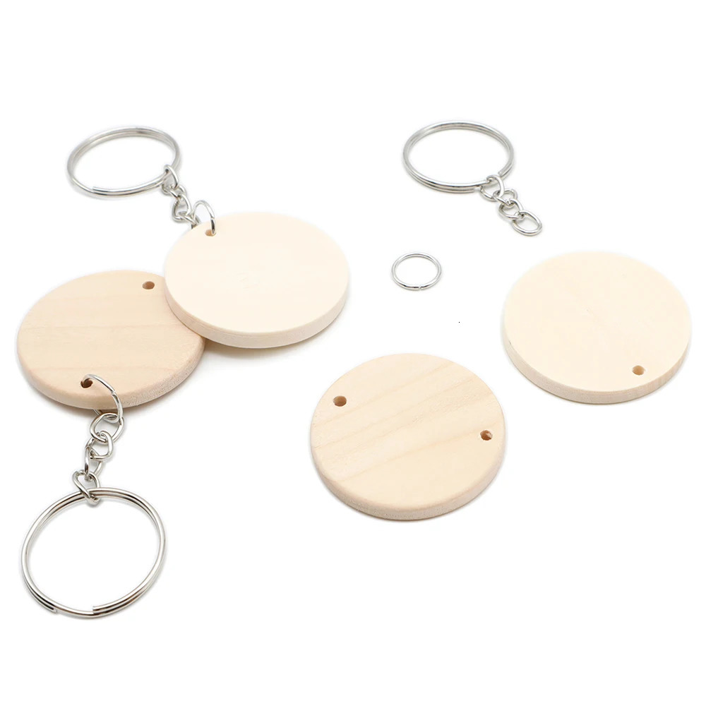 Keychains Lanyards Wholesale 100 Pcs Round Wooden DIY Keyring with Keychain Wood Tags with Hole Reminder Record Calendar Wood Chips DIY Crafts 231205
