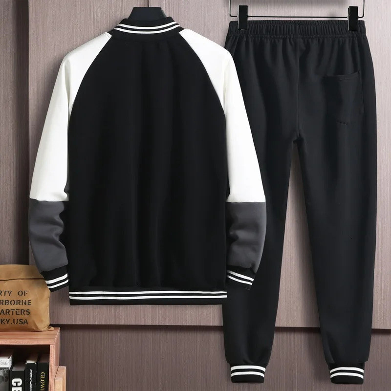 Mens Tracksuits Arrival Super Large Fashion Contrast Baseball Jacket Spring Autumn Set Sweatpants Plus Size 4XL6XL 7XL 8XL 9XL 10XL 231206