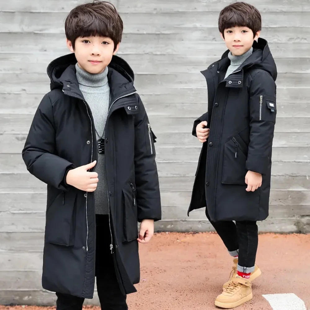Down Coat 30 degree children clothing boy clothes warm winter down cotton jacket Hooded coat Teen thicken outerwear kids waterproof parka 231206