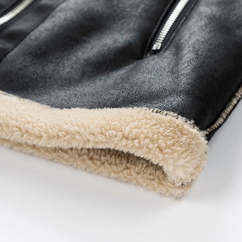Men's Leather Faux Suede Jackets Men Winter Motorcycle Punk Style Streetwear Fur Lined Thick Warm Coats 231205