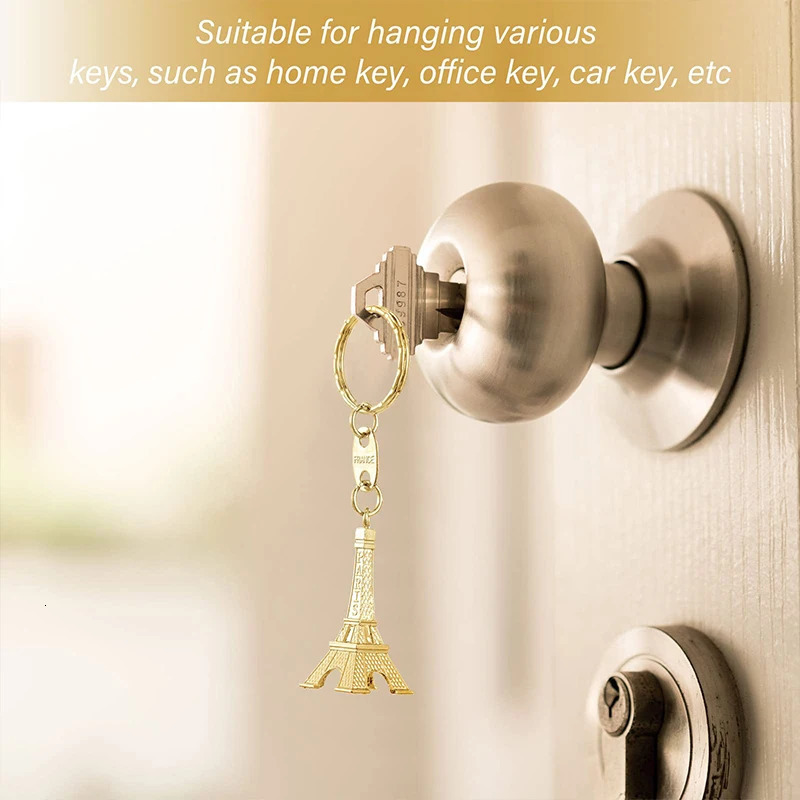 Keychains Lanyards 90Pcs Eiffel Tower Key Chain Key Ring Car Motorcycle Keychain Height Metal Creative Model Keyring For Christmas Gift 3 Colors 23120