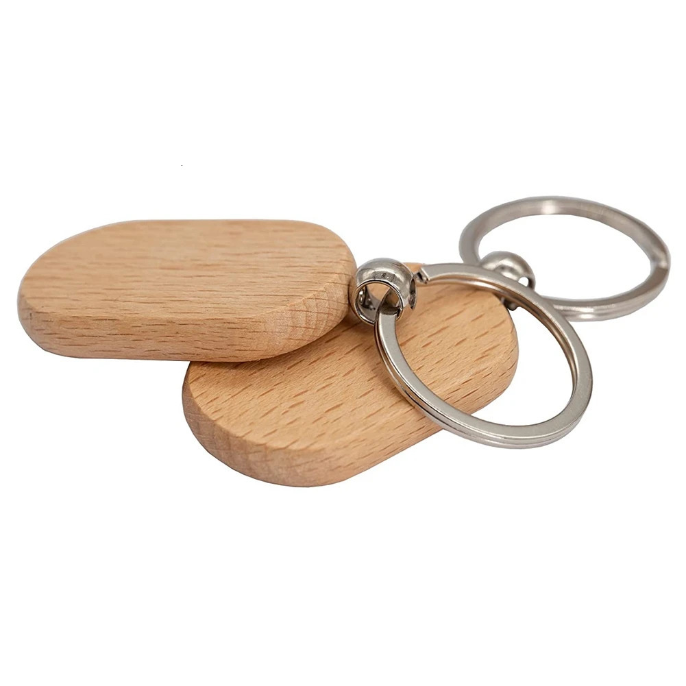 Keychains Lanyards 20 Pcs Blank Wooden Tag Key Diy Wood Keychains Key Wood Engraving Blanks 231205