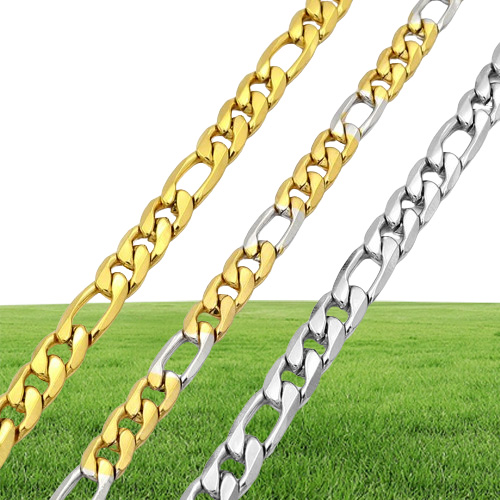 Fashion Jewelry Silver Color 5mm 7mm 9mm Stainless Steel Necklace Figaro Link Chain For Mens Womens SC15 N