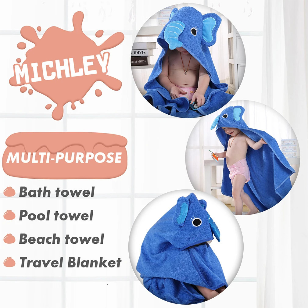 Towels Robes MICHLEY Soft Cotton Animal Face Hooded Baby Bath Towel born Bathrobe Shower For Kids Boy Girls Unisex Infant Blanket 0-6T 231204