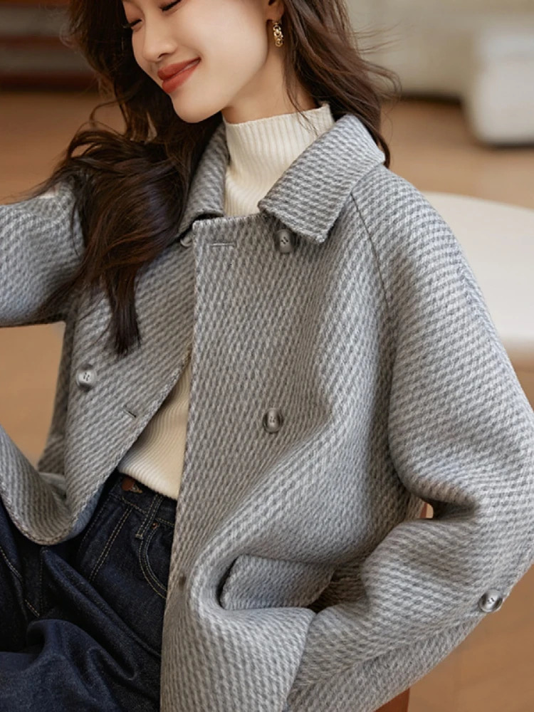 Women's Jackets for Women 2023 Autumn Winter Solid Wool Blends Coats Street Fashion Tweed Jacket Temperament ElegantFemale Clothing 231205