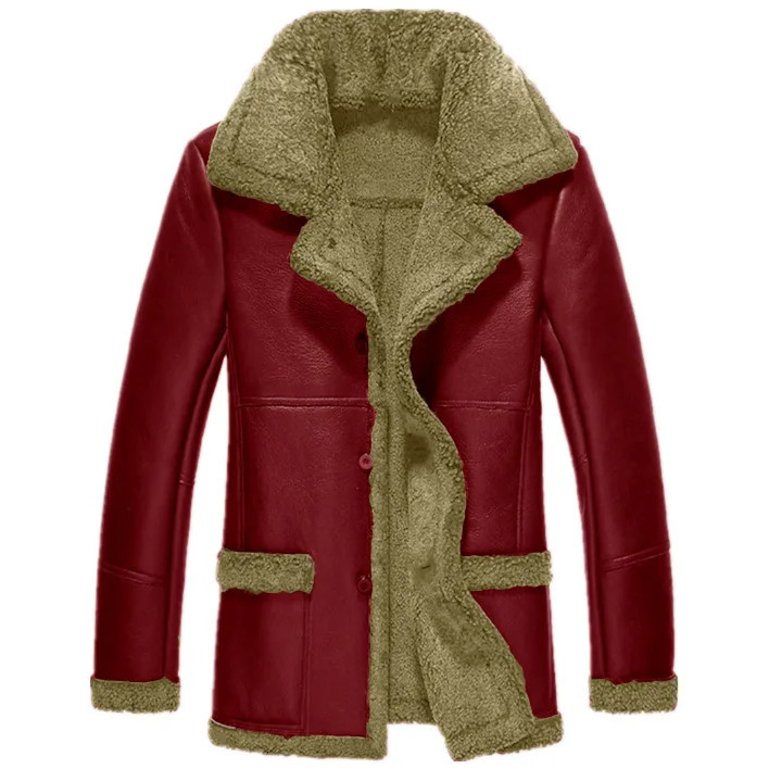 Men's Leather Faux 2023 Fur Coat Outdoor Jacket Autumn Winter Integrated Thickened Long Sleeve Fashion Casual Solid Color 231205